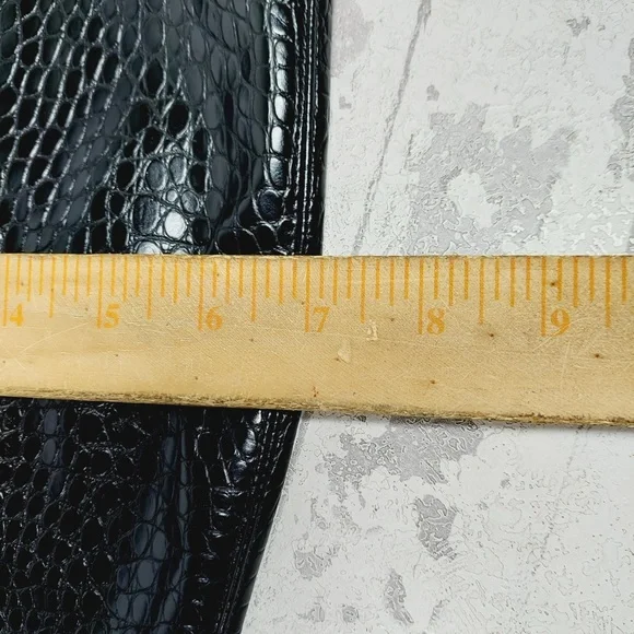 NEW Franco Sarto Talfer Knee High Faux Leather Black Croc Boots T541 - Picture 10 of 12